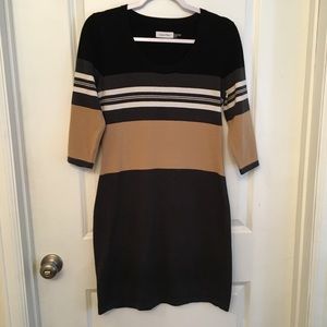 Calvin Klein color block striped sweater dress